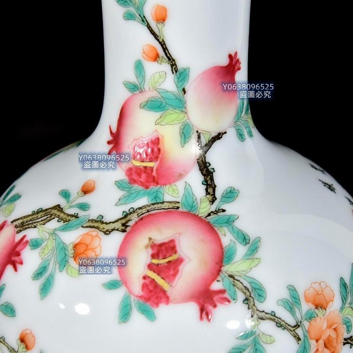 清乾隆粉彩石榴紋天球瓶；21.5x15；8570061847tyd 青花五彩琺瑯彩二手