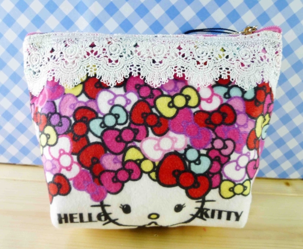 【震撼精品百貨】Hello Kitty 凱蒂貓~化妝包/筆袋-扁平化妝包-蝴蝶結