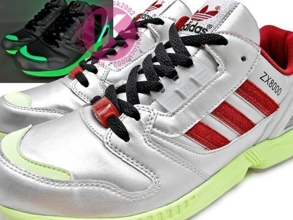 日本限定atmos ZX8000 GLOW IN THE DARK 聯名款全銀銀紅螢光M17283