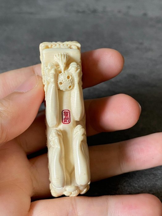 猛瑪象牙猛瑪象象牙貔貅手把件吊墜純手工雕刻克料子潤度無敵，果凍料