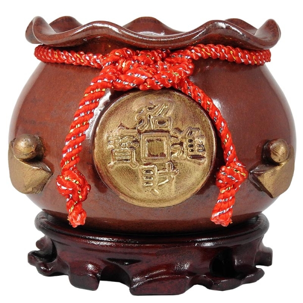 吉祥開運坊】聚財聚寶盆【鶯歌手拉坯陶瓷聚寶甕(袋) 中型附聚寶盆內容