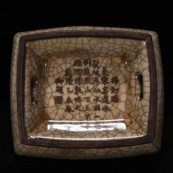 中国古美術 宋款汝窯 天青釉 六方巻耳瓶 花瓶 古陶磁 唐物 時代物 木箱