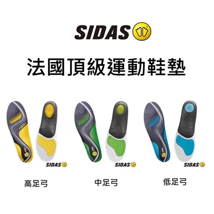 【曼森體育】法國 SIDAS 3feet 專業型 頂級運動鞋墊 (高/中/低) 足弓 適合各種運動使用