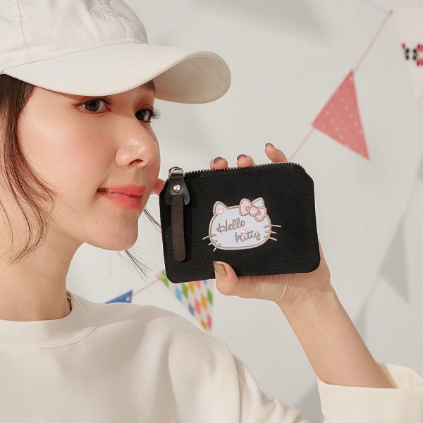 Hello Kitty 甜心凱蒂-票卡零錢包-黑 KT03D06BK