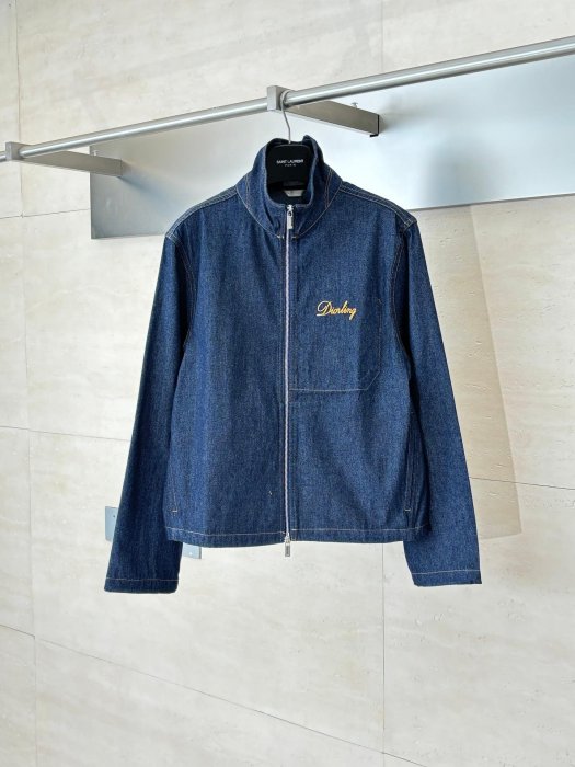 迪奧牛仔外套 Dior新款牛仔夾克時尚經典字母刺繡立領直筒牛仔夾克男女同款寬鬆休閒牛仔服外套5905