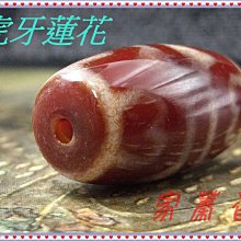 家蓁香】西藏牛血紅虎牙蓮花天珠(透光) 老料老物件配櫻桃紅龍鱗瑪瑙高