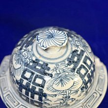 清代青花纏枝蓮四喜紋將軍罐蓋子，景德鎮窯口制作！蓋面青花色純正