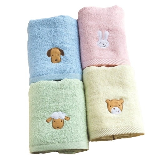 毛圈款．動物家族繡花純棉浴巾(2條浴巾組) 多色選擇 【台灣興隆毛巾專賣】純棉吸水