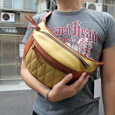 Silver Monsters】日本Y'2 Leather 茶芯馬皮菱格機車包腰包胸包