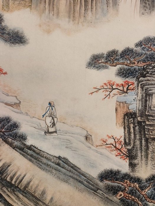 張大千近代精品山水卷軸，宣紙畫芯，私人收藏閒置字畫，近現代水墨藝術