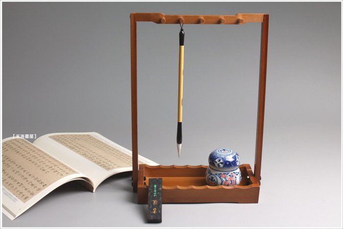 禾洛書屋】門字盛盤毛筆架〈仿古楠竹〉(10桿)竹藝精制/文房毛筆掛/毛筆