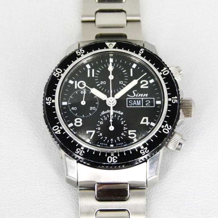 【一元起標】Sinn辛恩錶(41mm)103.9791全不鏽鋼三環自動上鍊計時腕錶(原廠盒書)