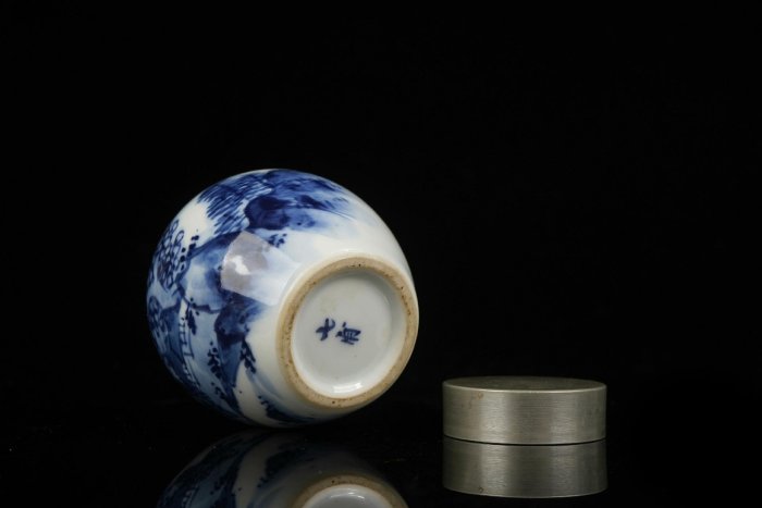 清課堂平安七甫作染付錫口茶心壺在銘原箱日本名家手作茶具茶道美學8.2