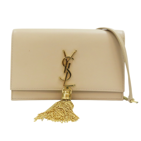 【二手名牌BRAND OFF】SAINT LAURENT YSL 聖羅蘭【再降價】米色 牛皮 WOC 帶 肩揹包