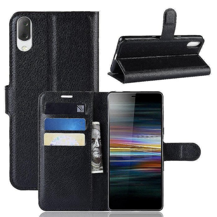 XZ3 Xperia III L1 錢包帶卡槽 L3 Xperia 荔枝皮手機殼適用於索尼 1 10 II 索尼 Ace