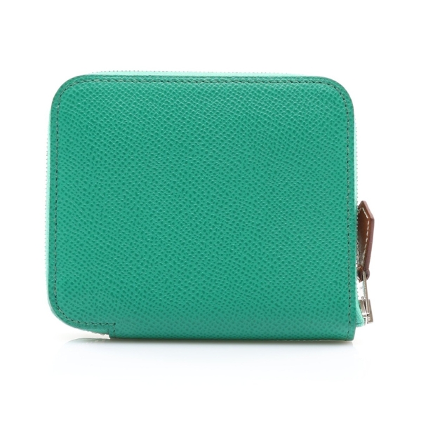 HERMES 愛馬仕 翡翠綠 EPSON牛皮 Silk in Compact 拉鍊 零錢包 Z刻 【二手名牌BRAND OFF】