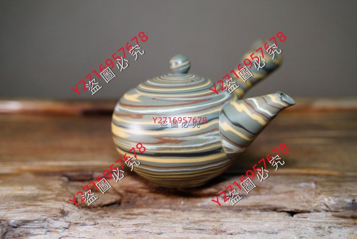 日本進口常滑燒水上曉山膠泥側把壺茶壺急須純手工40年前精工作品