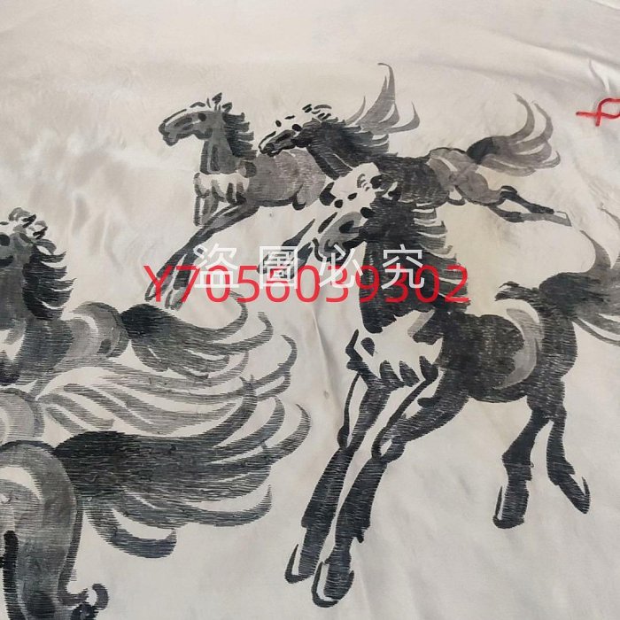 刺繡 完成品 中国美術  古画中国画　美術画　中国古画  古美術  八駿圖 布匹刺繡老繡530號湘繡徐悲鴻《八駿圖》長144厘米寬74厘米繡工精美
