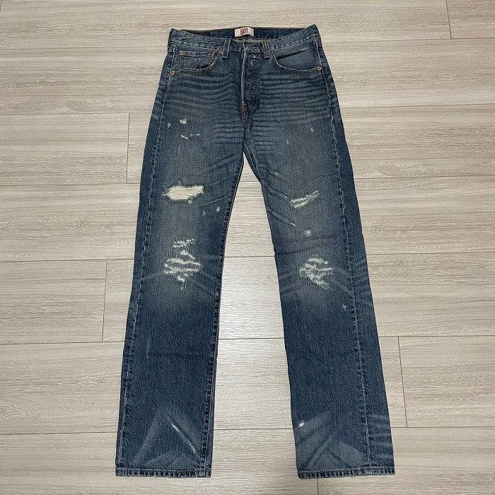 Levi's levis 08501-0134 W31 L34 直筒刷紋大破壞牛仔褲 504 505 501