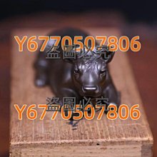 明治時代金工名家山本純民作《唐銅制臥牛銅像席鎮文鎮》 日本回流古董