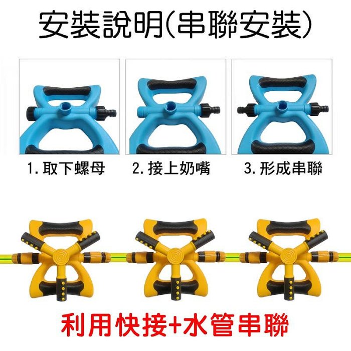 【珍愛頌】N731 座式 大三叉灑水器 自動灑水器 三叉式 旋轉噴頭 360度旋轉 園藝灌溉 屋頂降溫 驅鳥 草皮澆水