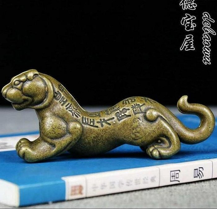 時光銅虎符擺件古玩銅器黃銅實心虎符印章兵符權力信物家居辦公室