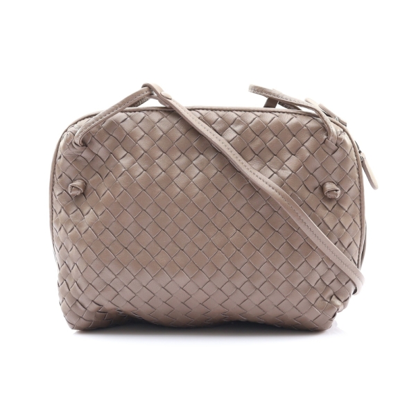 BOTTEGA VENETA BV 寶緹嘉 Nodini 肩背包 灰色 編織羊皮 無鏡子 【二手名牌BRAND OFF】