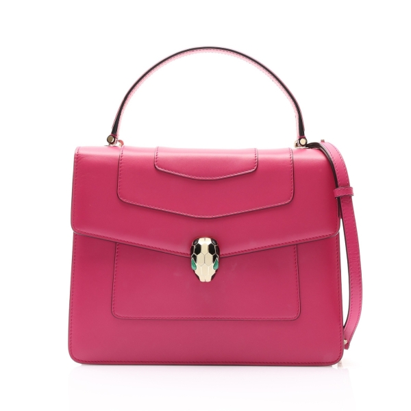 BVLGARI 寶格麗 粉色牛皮 Serpenti Forever Top Handle 兩用包 【二手名牌BRAND OFF】