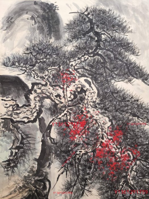 A 黎雄才紙本山水立軸畫心尺寸67.5x137.5厘米舊藏字畫收藏【愛藏
