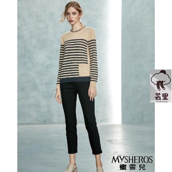 蜜雪兒MySHEROS-棉質鬆緊帶裝飾釦休閒長褲-黑-1410-23676-20正品 促銷