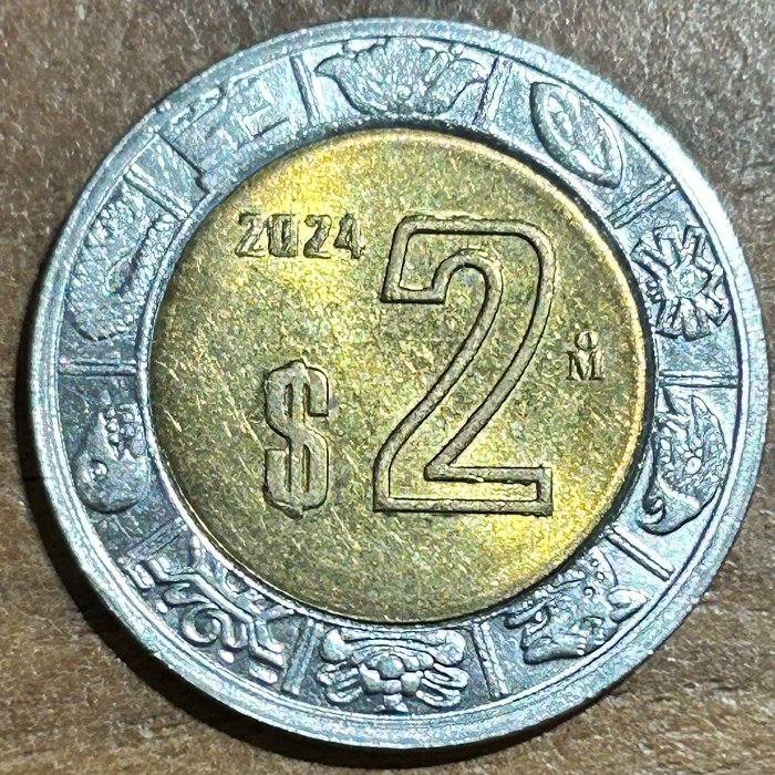 H2Shop】墨西哥Mexico 2元2比索披索Pesos 2024年錯體變體Error 溢料鷹