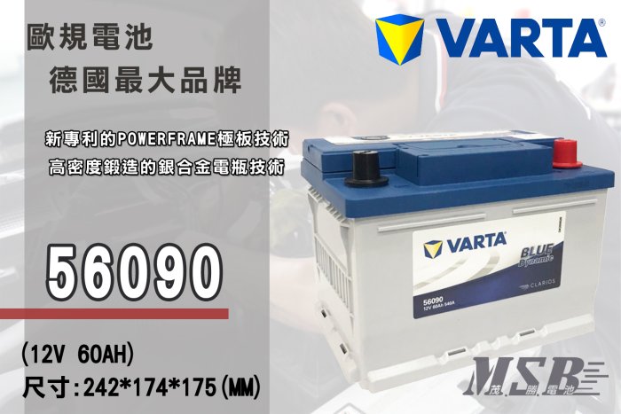 【茂勝電池】NEW VARTA 56090 LBN2 華達 適用車款 BMW 318I 730d 750I X6 寶馬