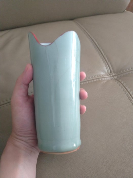 南宋龍泉窯直筒花插大內筒收藏品體積精巧藏家必入尺寸16.5cm口徑7.5cm