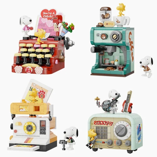 拼奇PANTASY 史努比 收藏積木-收音機/咖啡機/拍立得/打字機