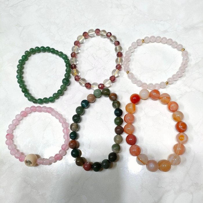 AK100水晶瑪瑙翡翠天然石手環6點