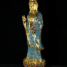 觀音. 立像，古铜製 蔵友旧蔵出・銅製・景泰藍・琺瑯彩・花紋・觀音菩薩仏像』・極細工