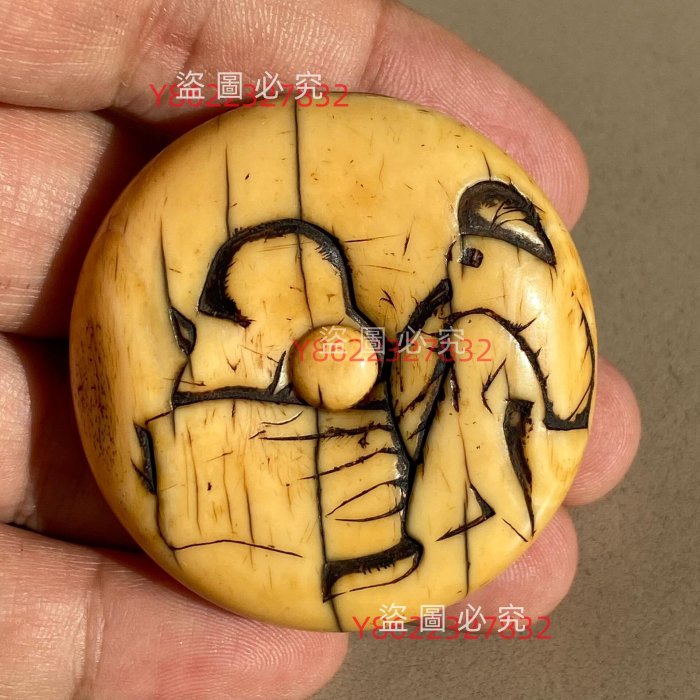 雕日本根付饅頭根付江戶時代根付，漿油潤，磨損自然，品無瑕疵！ 尺寸