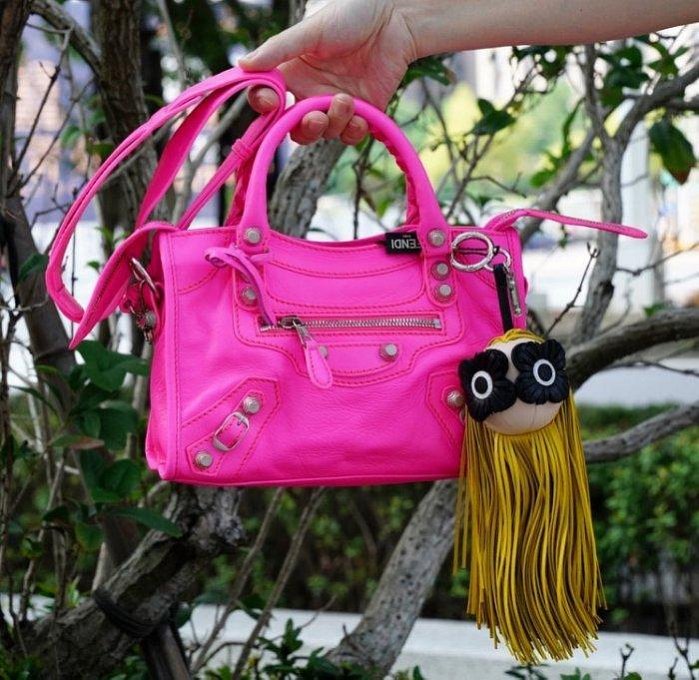 巴黎世家 Balenciaga 309544 Giant Mini City 迷你銀扣 機車包 桃紅