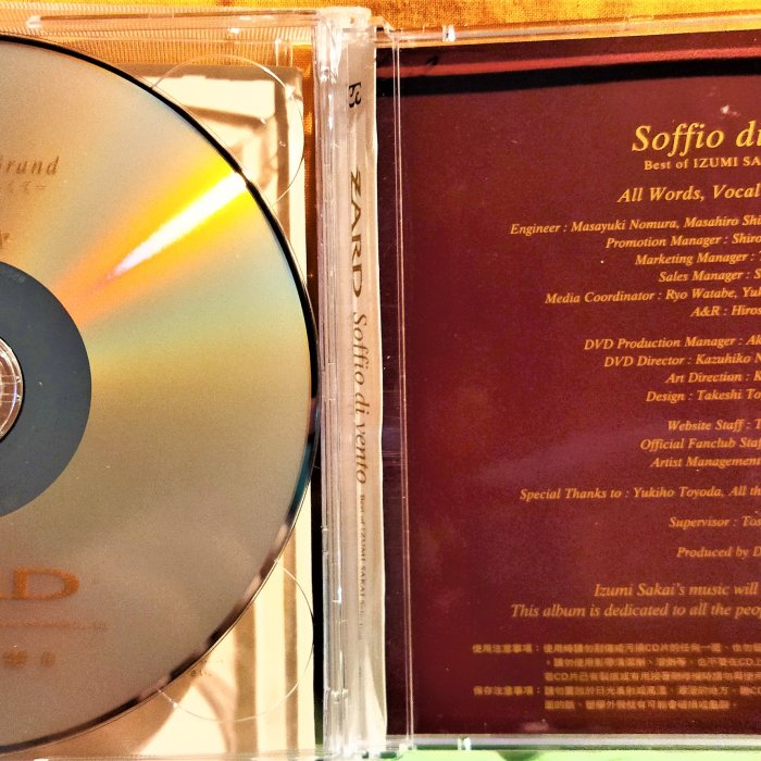 ZARD 坂井泉水 サイン CD Soffio di vento付属。 ZARD ~ 坂井泉水Soffio di vento Best of IZUMI SAKAI Selection