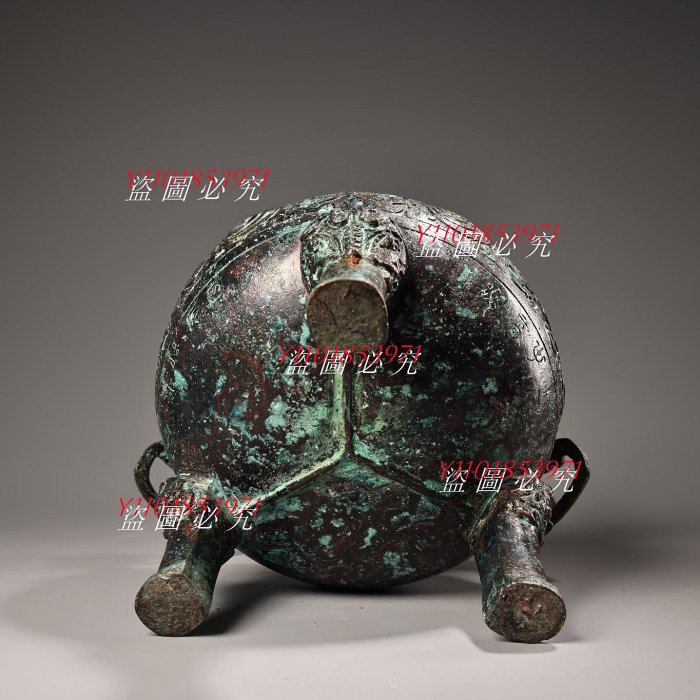 珍品舊藏收青銅器獸面紋吊熏香爐圓鼎工藝精湛器型款式重2700克高20厘米