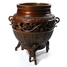 AG63 中光作 薄端 唐子 花入 花器 唐銅製 華道具 AG63 中