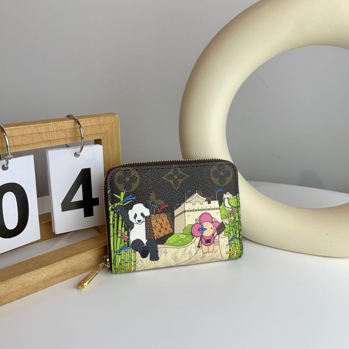 【翰貝格名牌館】全新真品 LV 聖誕節 限量 老花 中國 熊貓 長城 天空藍內層 ㄇ字 拉鍊 零錢包 M80865 現貨 特價