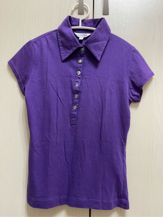 日本 深紫色polo衫 九成新 釦子水晶感