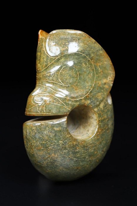 舊藏和田玉紅山玉豬龍重192.3克長8釐米寬5.3釐米厚3釐米玉獸玉佩飾玉壁