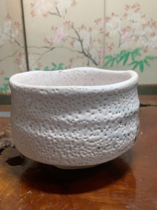 日本志野抹茶碗，志野茶碗，人間國寶名家加藤正山作，純手捏胎