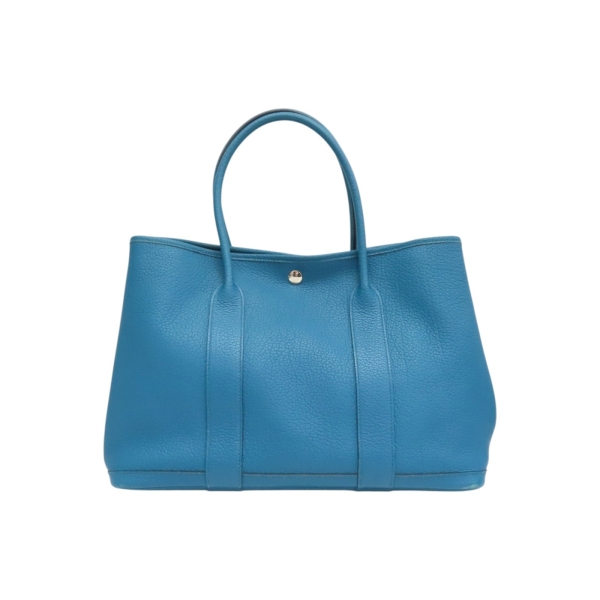 HERMES 愛馬仕 鈷藍色 Negonda牛皮 Garden Party 36 手提包 □Q刻 【二手名牌BRAND OFF】