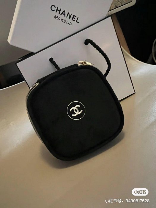 CHANEL 香奈兒 專櫃贈品 黑色絲絨口紅包化妝包首飾盒