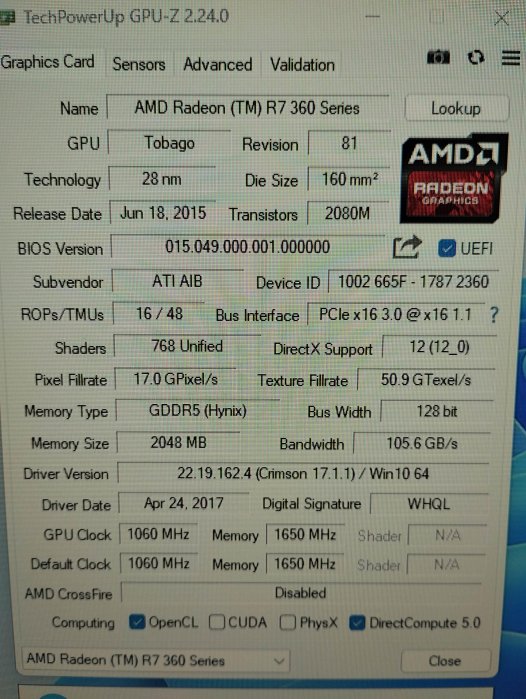 (超越GTX 750Ti晶片)撼訊 AMD R7 360晶片顯示卡(高速DDR5/ 2G記憶體)+(高階128bit)