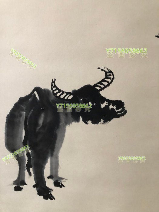 85【李可染】牧牛，純手繪作品裱好尺寸：230*81cm左右掛畫畫心書法