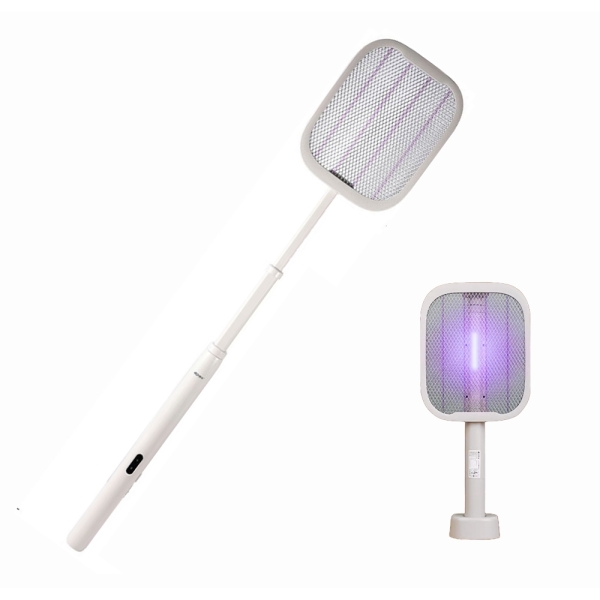 【２入組】可換電池 USB充電式超長伸縮電蚊拍(加長型 摺疊折疊捕蚊拍 補蚊燈 滅蚊燈）